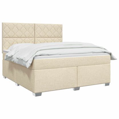Letto box spring con materasso Crema 160 x 200 cm Tessuto | homemem39