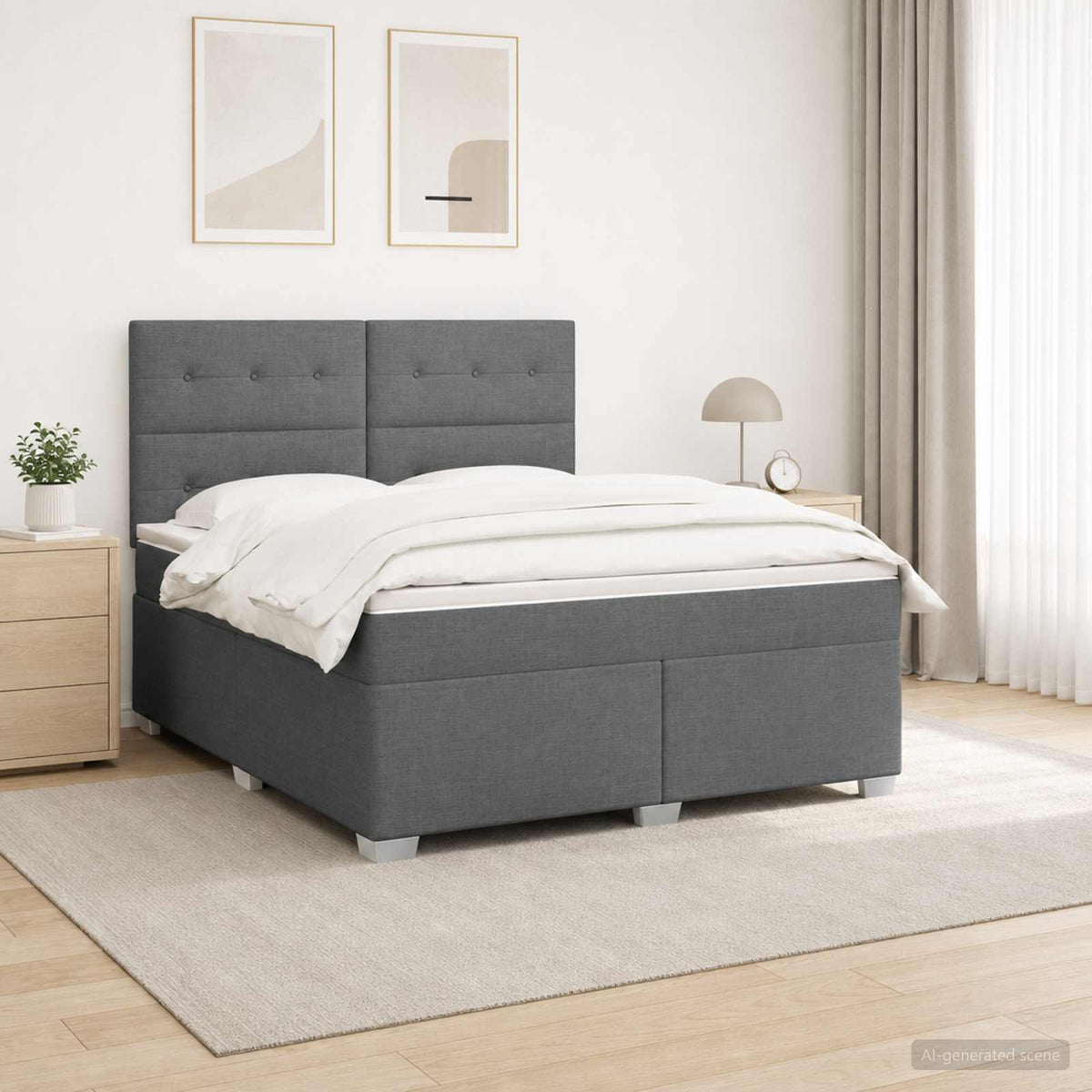 Letto box spring con materasso Grigio Scuro 140 x 190 cm | homemem39