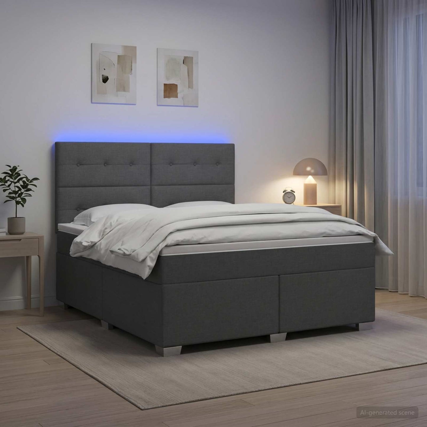 Letto box spring con materasso Grigio Scuro 180 x 200 cm | homemem39
