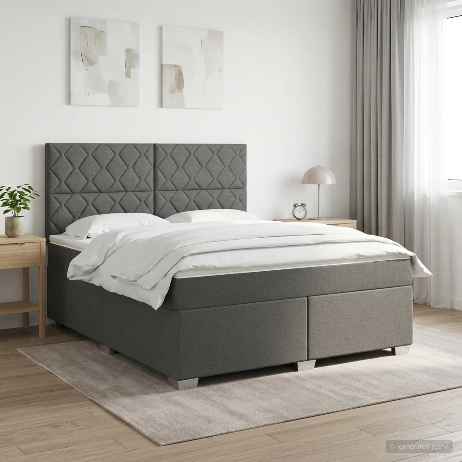 Letto box spring con materasso Grigio Scuro 140 x 190 cm | homemem39