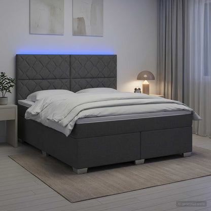 Letto box spring con materasso Grigio Scuro 140 x 190 cm | homemem39