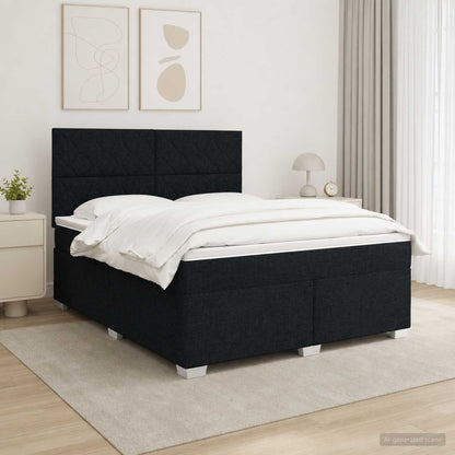 Letto box spring con materasso Nero 140 x 190 cm Tessuto | homemem39