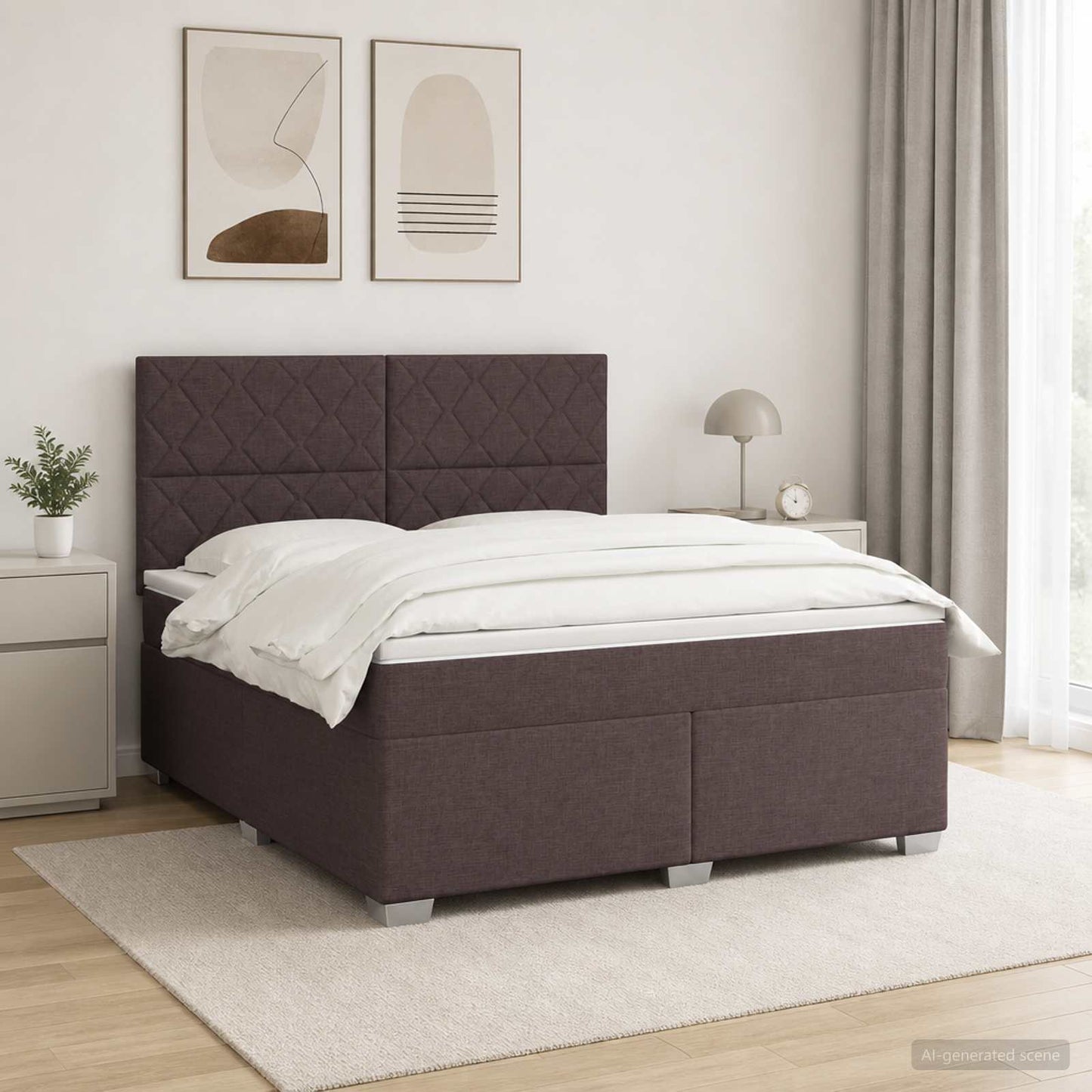 Letto box spring con materasso Marrone Scuro 140 x 190 cm | homemem39