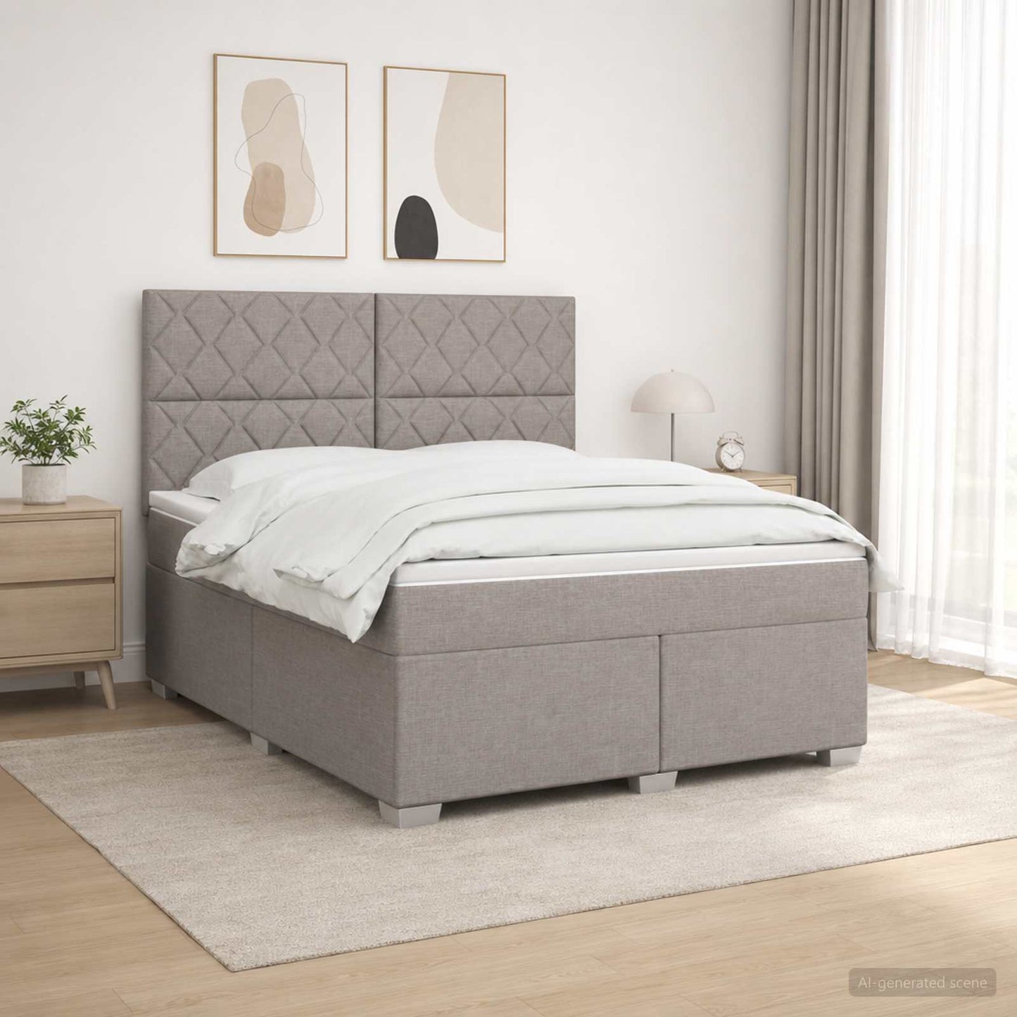 Letto box spring con materasso Tortora 140 x 190 cm Tessuto | homemem39