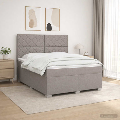 Letto box spring con materasso Tortora 140 x 190 cm Tessuto | homemem39