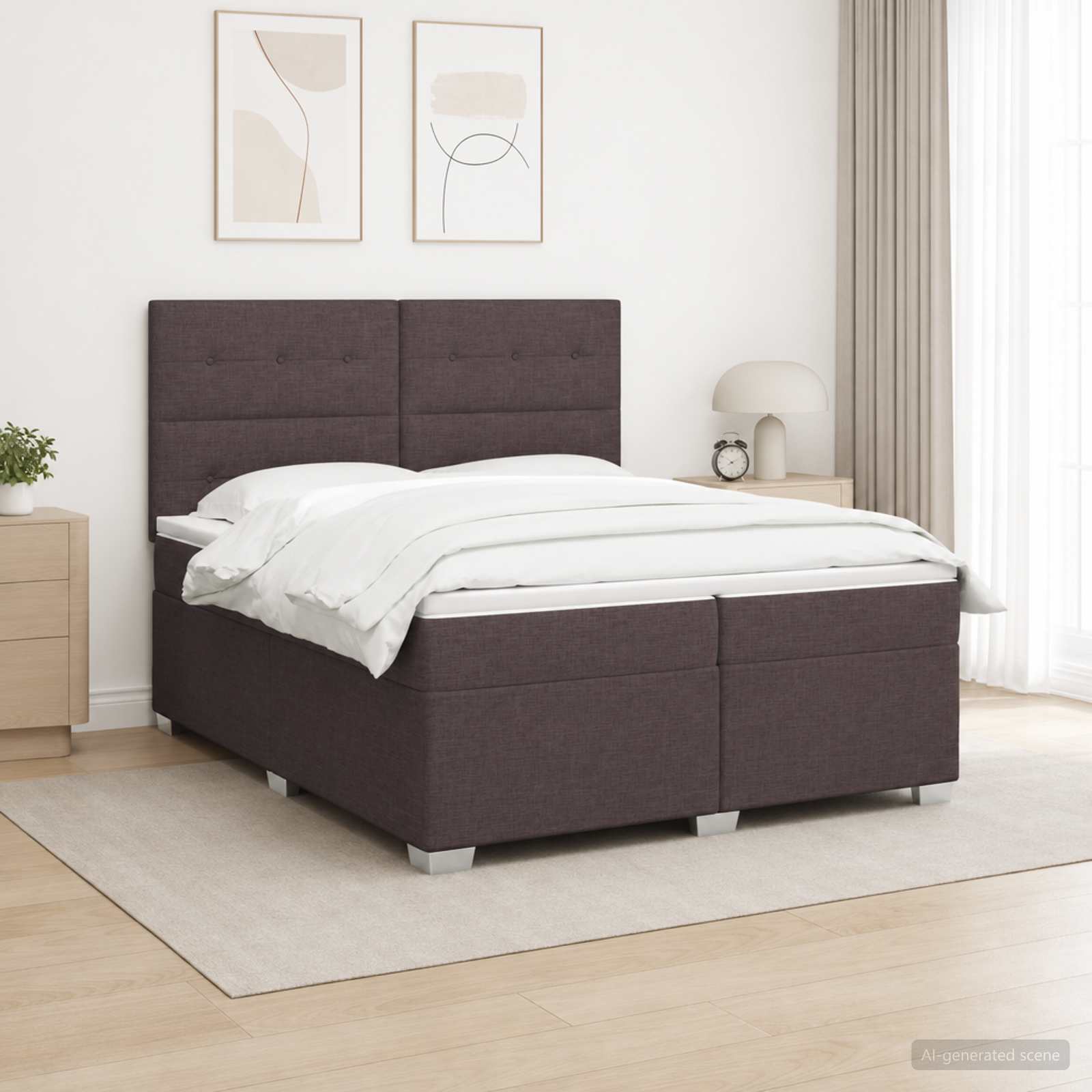 Letto box spring con materasso Marrone Scuro 200 x 200 cm | homemem39