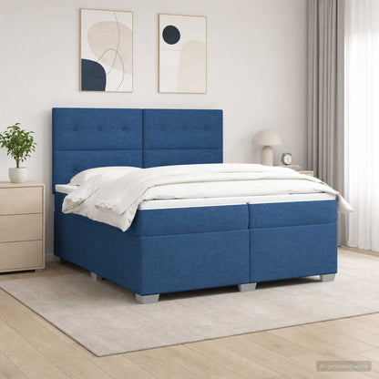 Letto box spring con materasso Blu 200 x 200 cm Tessuto | homemem39