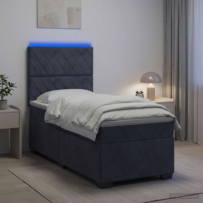 Letto box spring con materasso Grigio Scuro 80 x 200 cm Velluto | homemem39