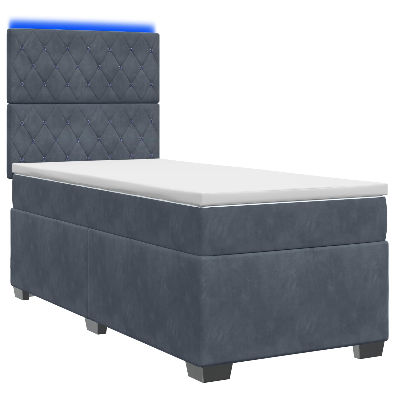 Letto box spring con materasso Grigio Scuro 80 x 200 cm Velluto | homemem39