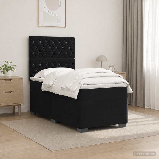 Letto box spring con materasso Nero 90 x 200 cm Velluto | homemem39