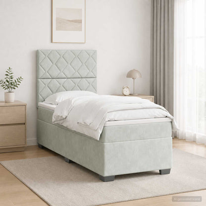 Letto box spring con materasso Grigio Chiaro 90 x 190 cm | homemem39