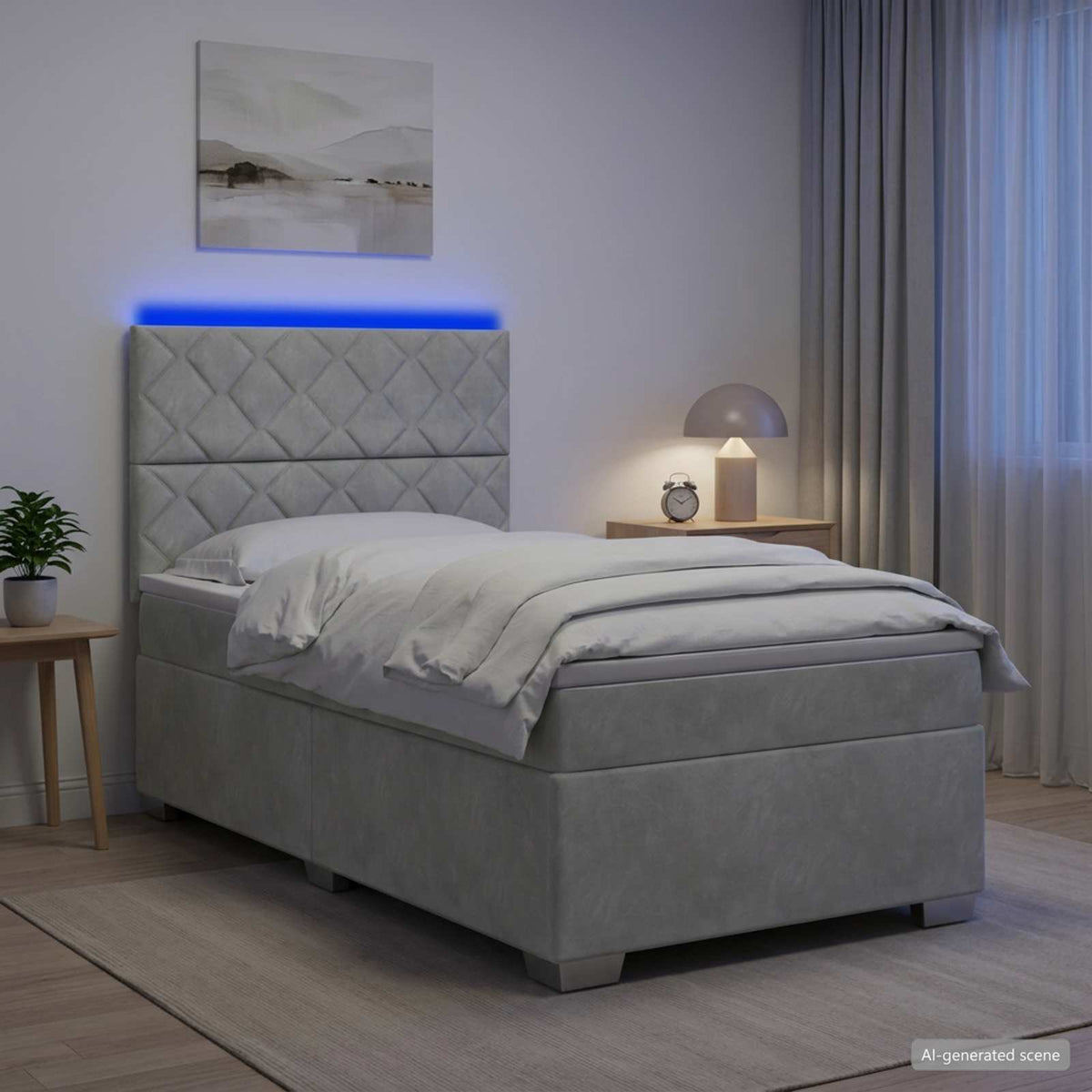 Letto box spring con materasso Grigio Chiaro 90 x 190 cm | homemem39