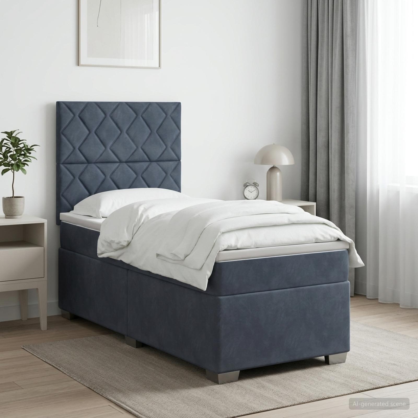 Letto box spring con materasso Grigio Scuro 100 x 200 cm | homemem39