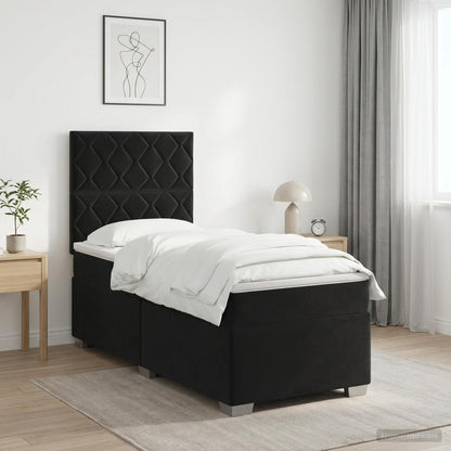 Letto box spring con materasso Nero 90 x 190 cm Velluto | homemem39