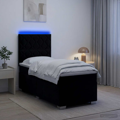 Letto box spring con materasso Nero 90 x 190 cm Velluto | homemem39