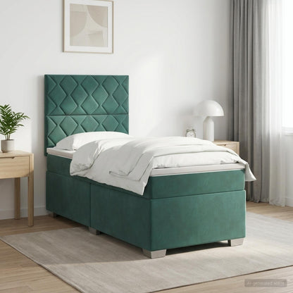 Letto box spring con materasso Verde Scuro 90 x 200 cm Velluto | homemem39