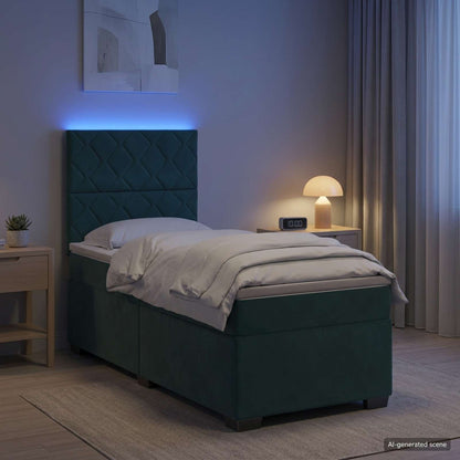 Letto box spring con materasso Verde Scuro 100 x 200 cm Velluto | homemem39