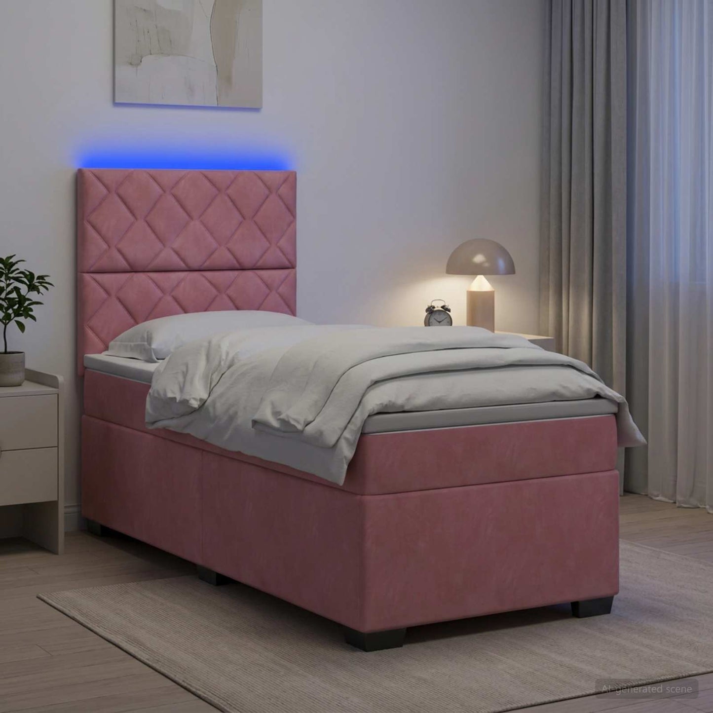 Letto box spring con materasso Rosa 80 x 200 cm Velluto | homemem39