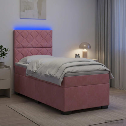 Letto box spring con materasso Rosa 80 x 200 cm Velluto | homemem39