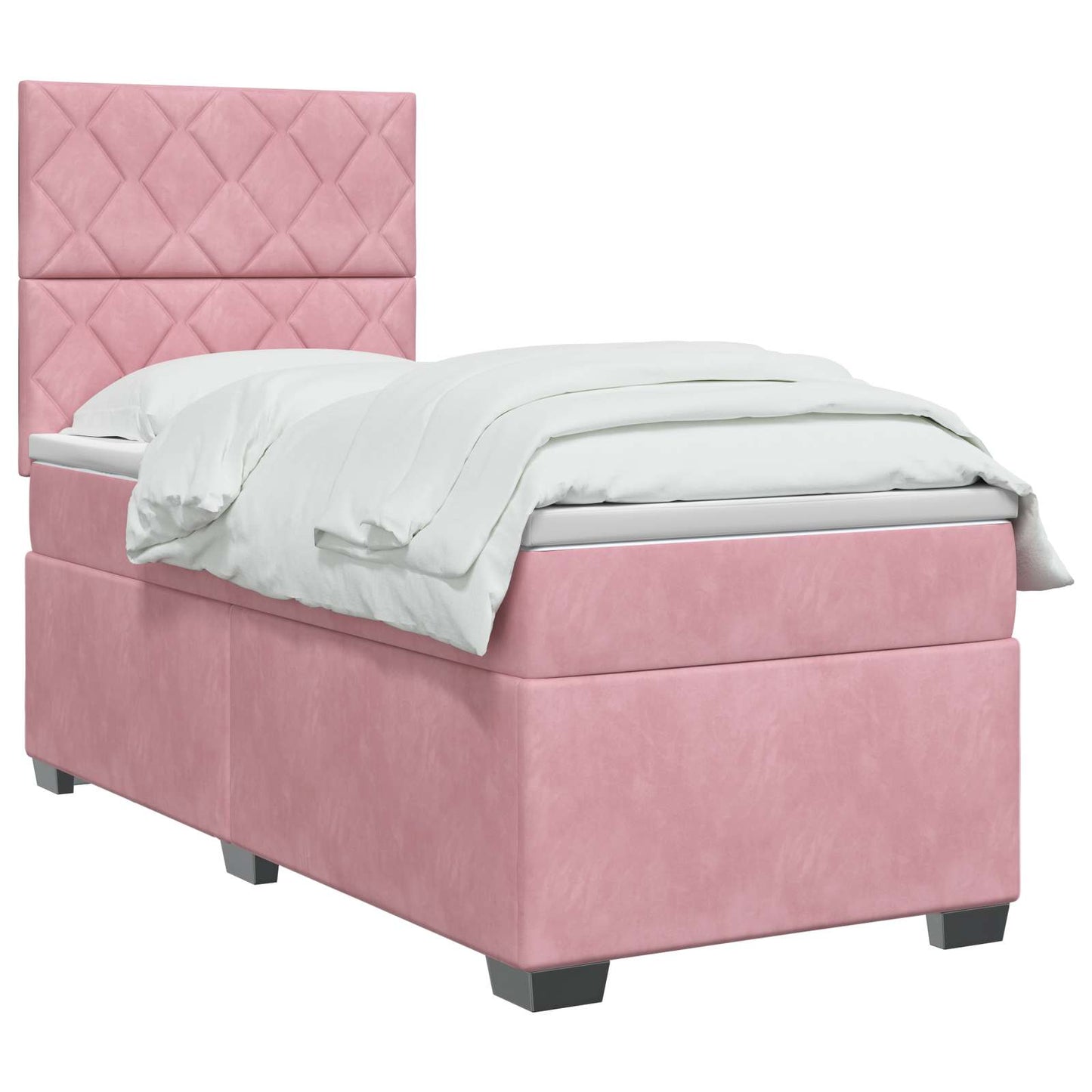 Letto box spring con materasso Rosa 80 x 200 cm Velluto | homemem39