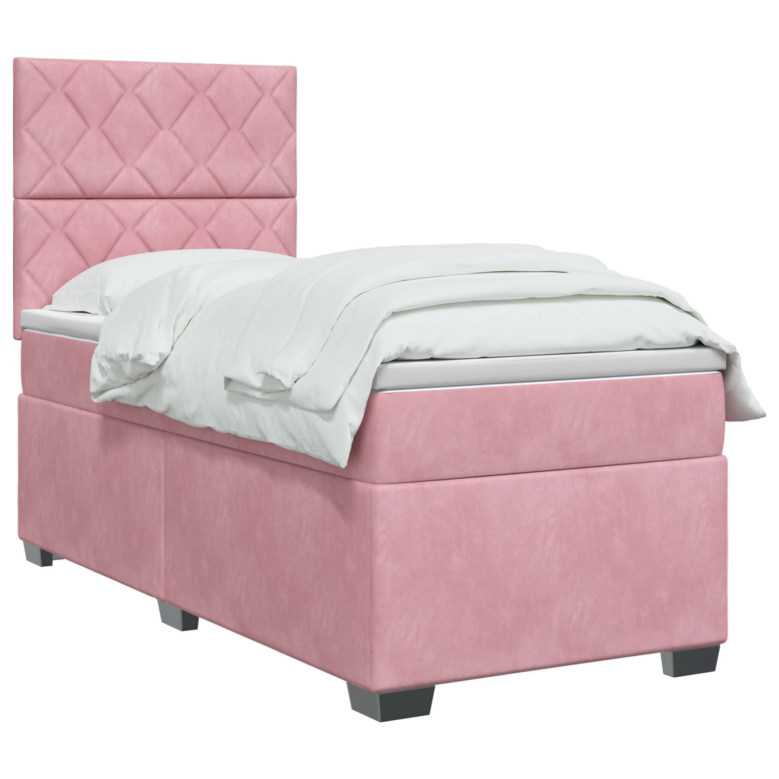 Letto box spring con materasso Rosa 80 x 200 cm Velluto | homemem39