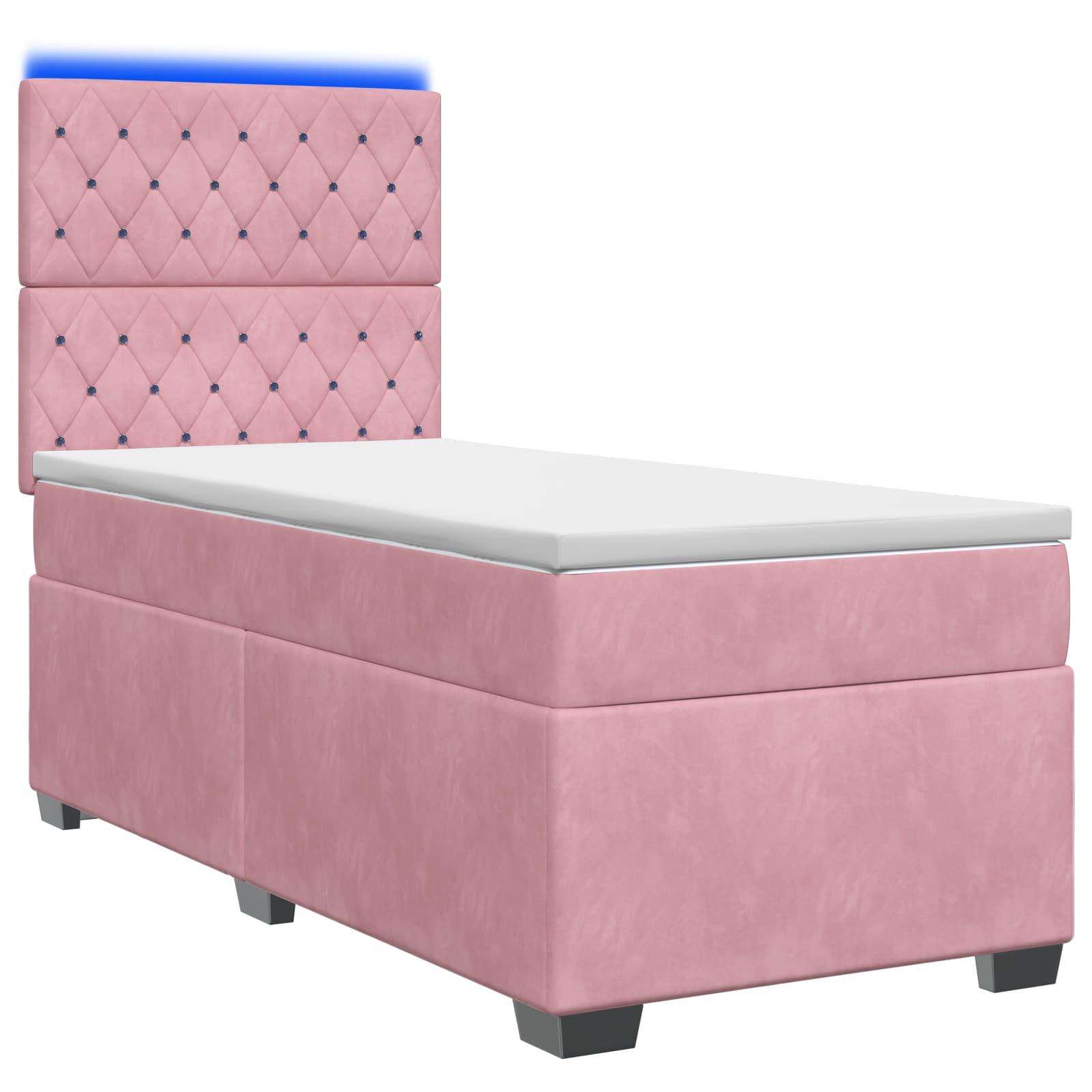 Letto box spring con materasso Rosa 90 x 190 cm Velluto | homemem39
