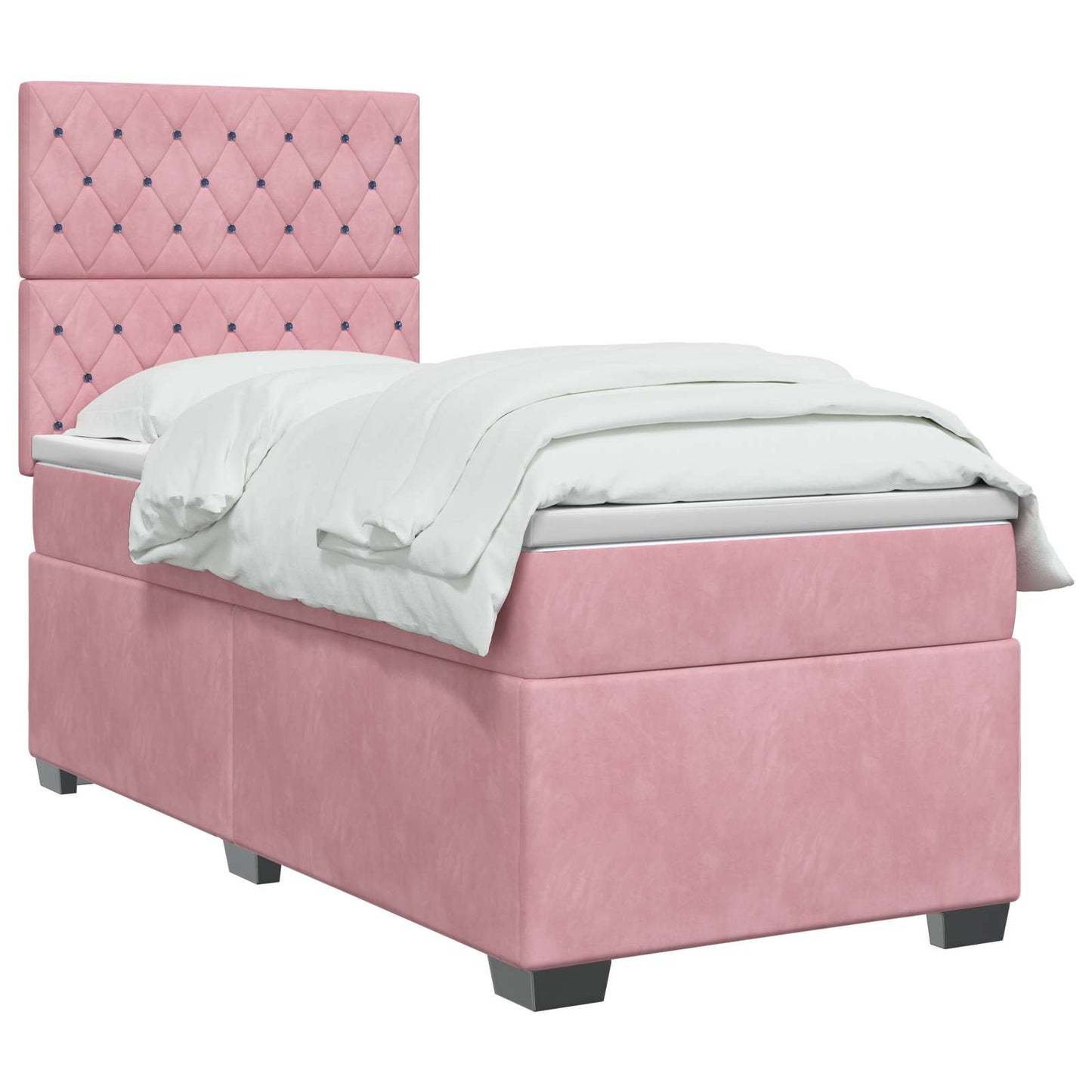 Letto box spring con materasso Rosa 90 x 190 cm Velluto | homemem39
