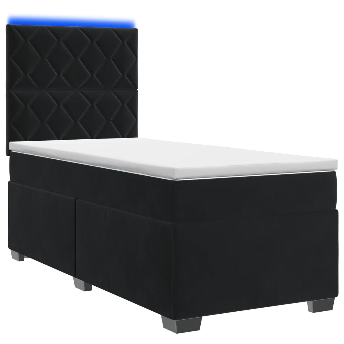 Letto box spring con materasso Nero 90 x 190 cm Velluto | homemem39