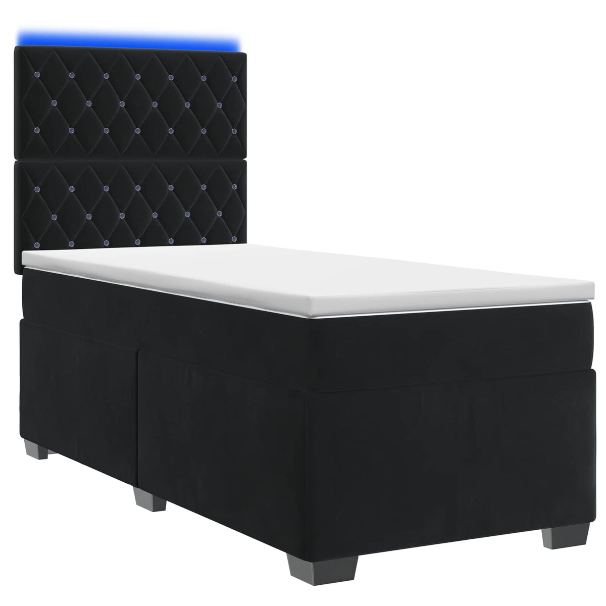 Letto box spring con materasso Nero 90 x 200 cm Velluto | homemem39