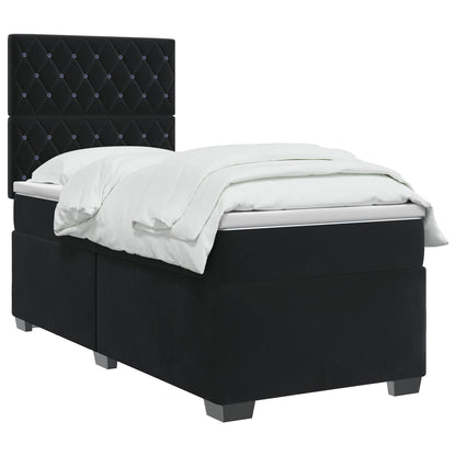 Letto box spring con materasso Nero 90 x 200 cm Velluto | homemem39