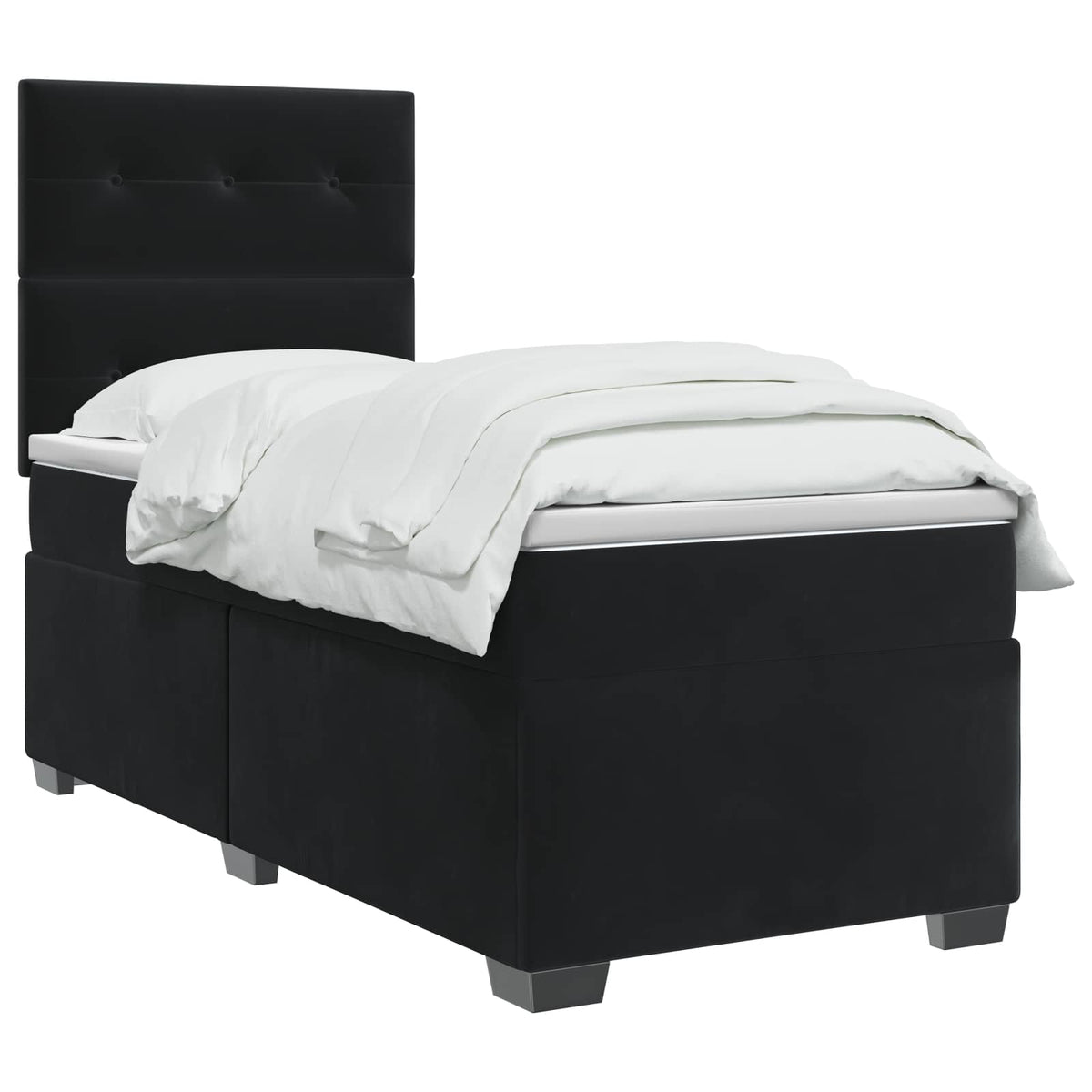Letto box spring con materasso Nero 90 x 200 cm Velluto | homemem39