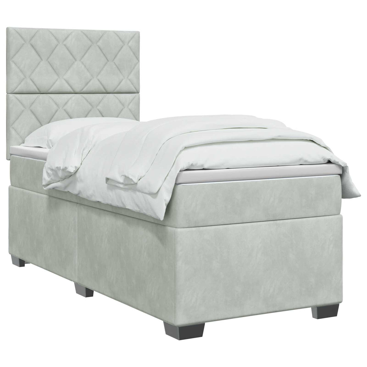 Letto box spring con materasso Grigio Chiaro 90 x 200 cm | homemem39