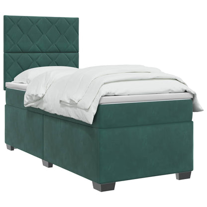 Letto box spring con materasso Verde Scuro 90 x 200 cm Velluto | homemem39