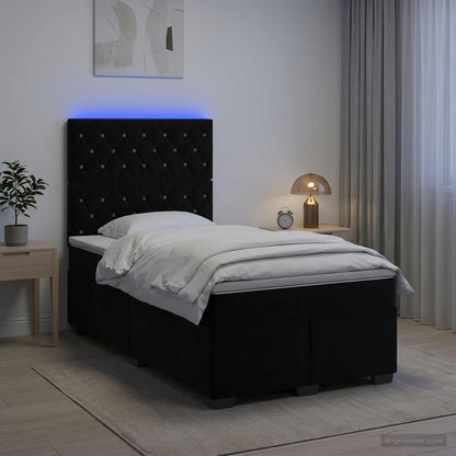 Letto box spring con materasso Nero 120 x 200 cm Velluto