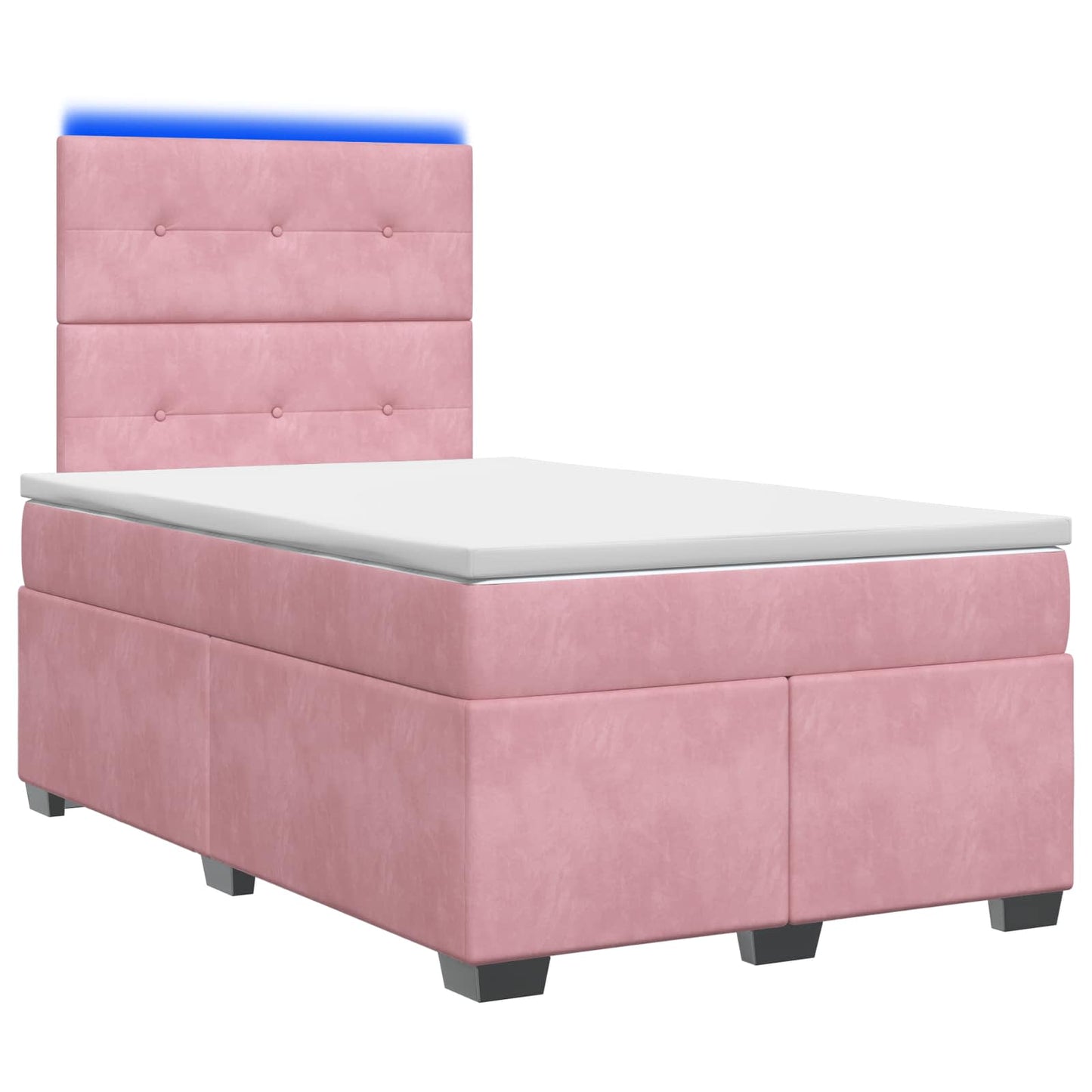 Letto box spring con materasso Rosa 120 x 190 cm Velluto