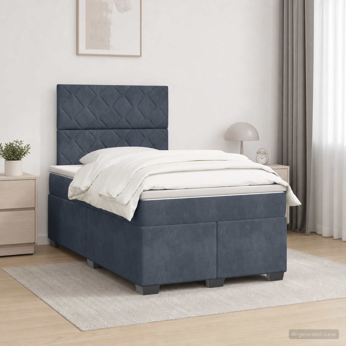 Letto box spring con materasso Grigio Scuro 120 x 200 cm | homemem39