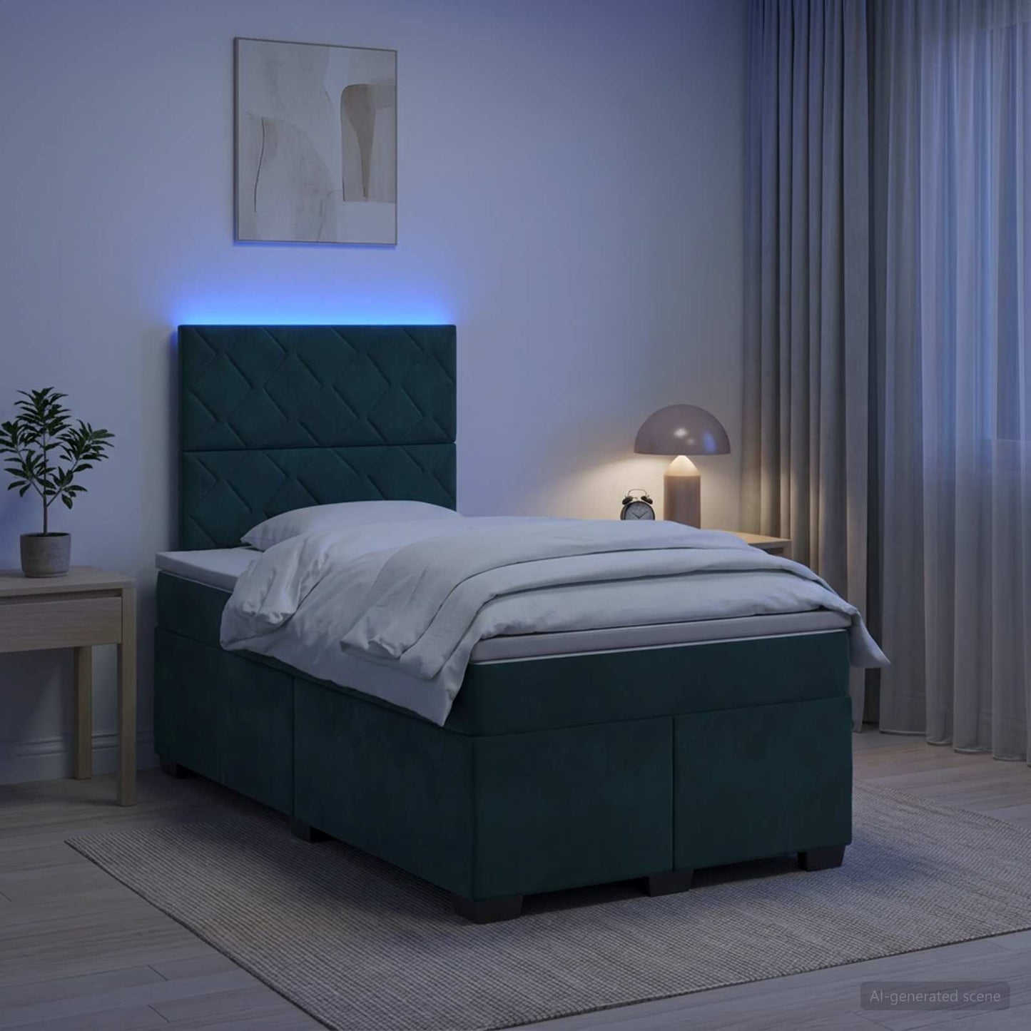 Letto box spring con materasso Verde Scuro 120 x 200 cm Velluto | homemem39