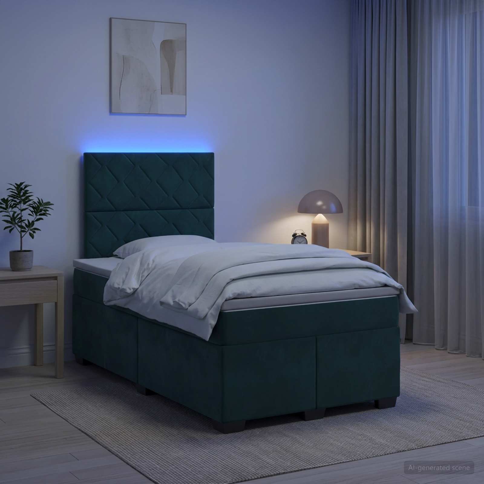 Letto box spring con materasso Verde Scuro 120 x 190 cm Velluto | homemem39