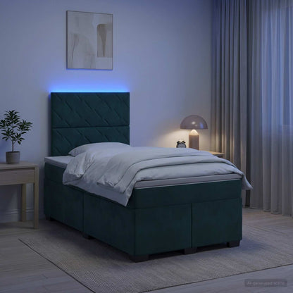 Letto box spring con materasso Verde Scuro 120 x 190 cm Velluto | homemem39