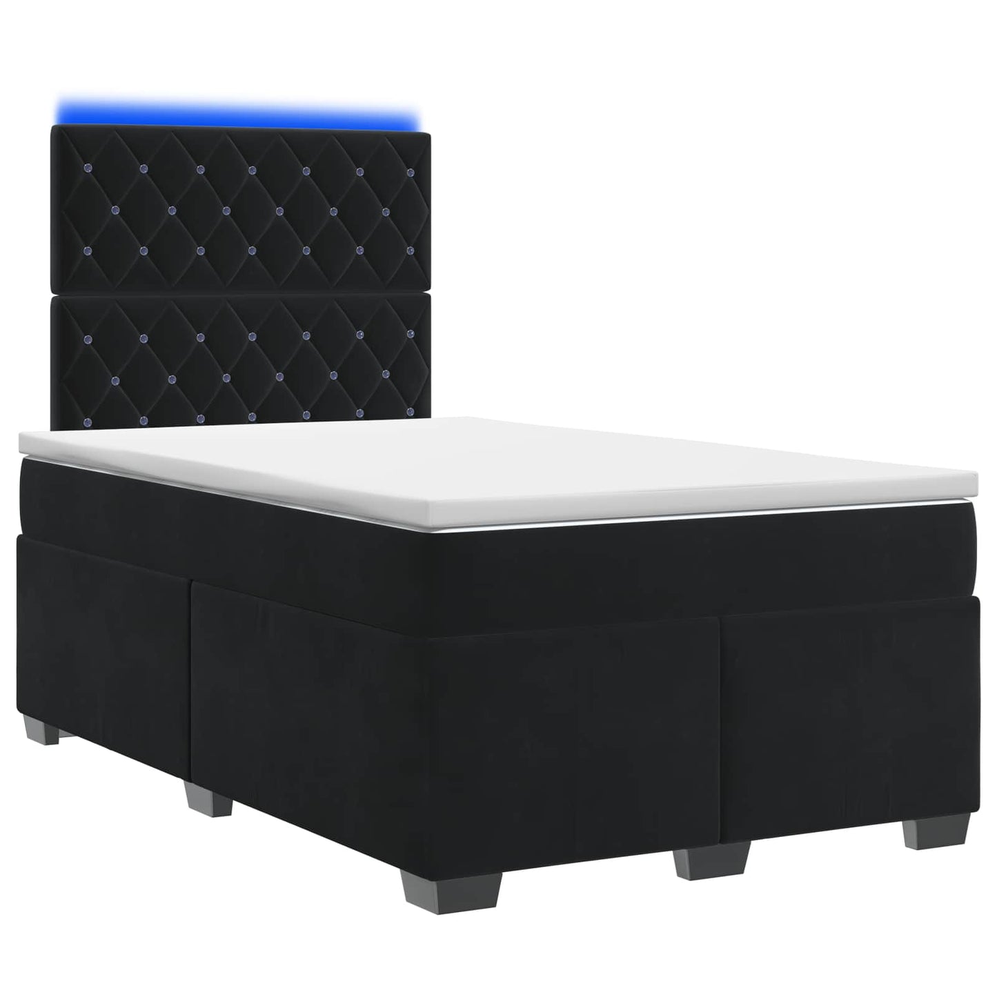 Letto box spring con materasso Nero 120 x 200 cm Velluto