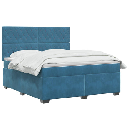 Letto box spring con materasso Blu 140 x 190 cm Velluto