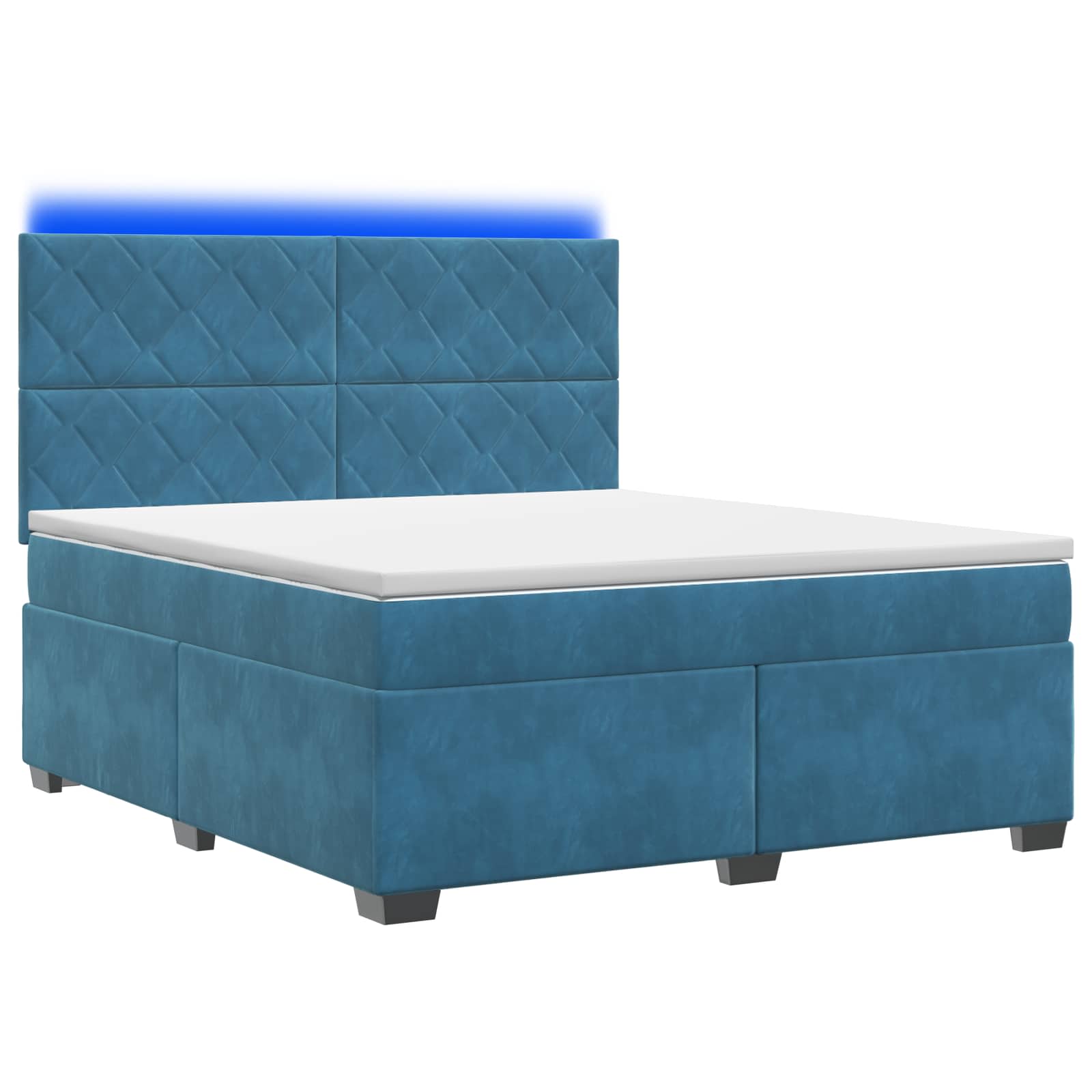 Letto box spring con materasso Blu 140 x 190 cm Velluto | homemem39