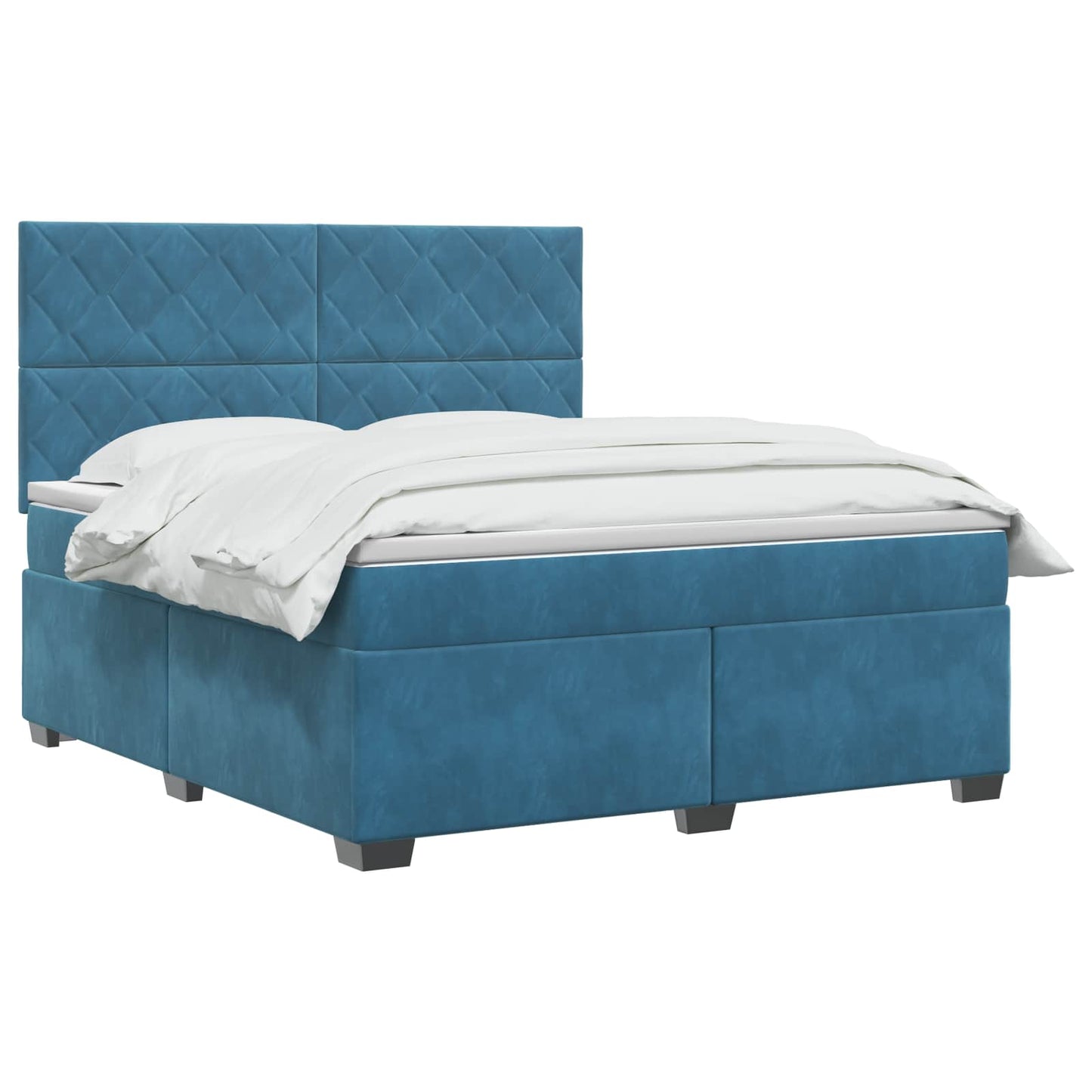 Letto box spring con materasso Blu 140 x 190 cm Velluto | homemem39