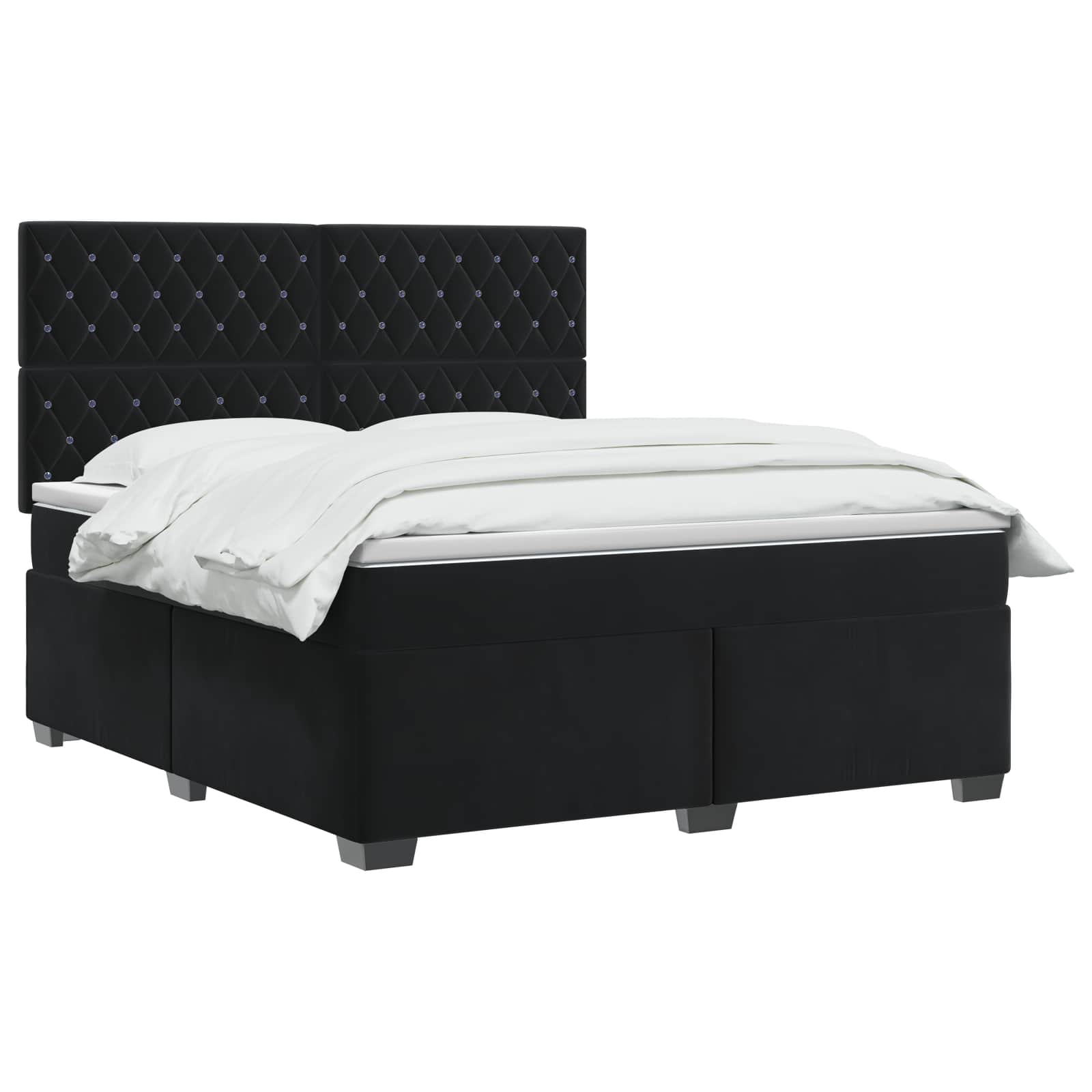 Letto box spring con materasso Nero 140 x 200 cm Velluto | homemem39