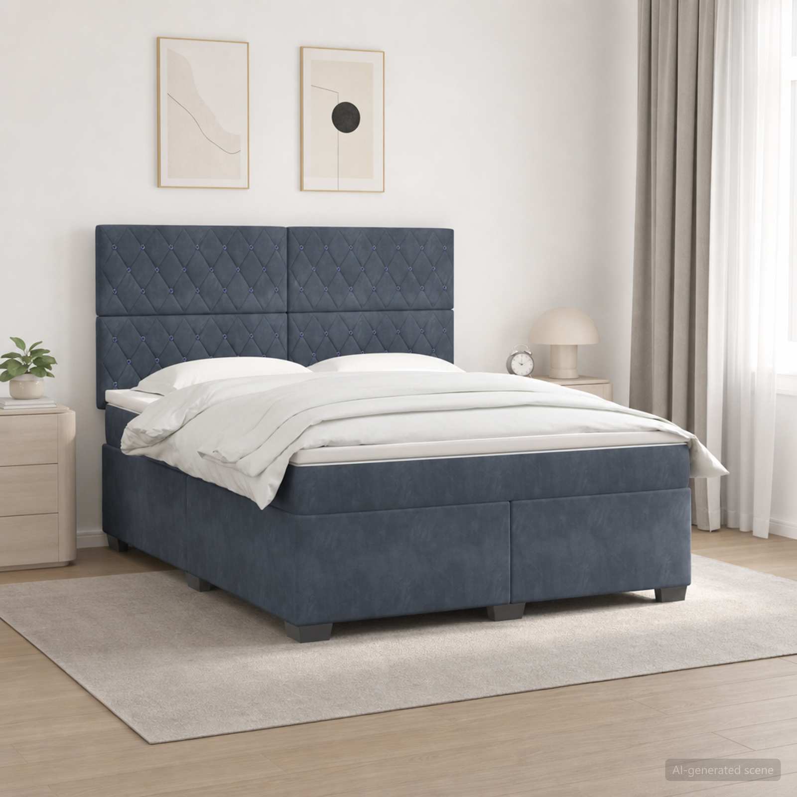 Letto box spring con materasso Grigio Scuro 160 x 200 cm | homemem39