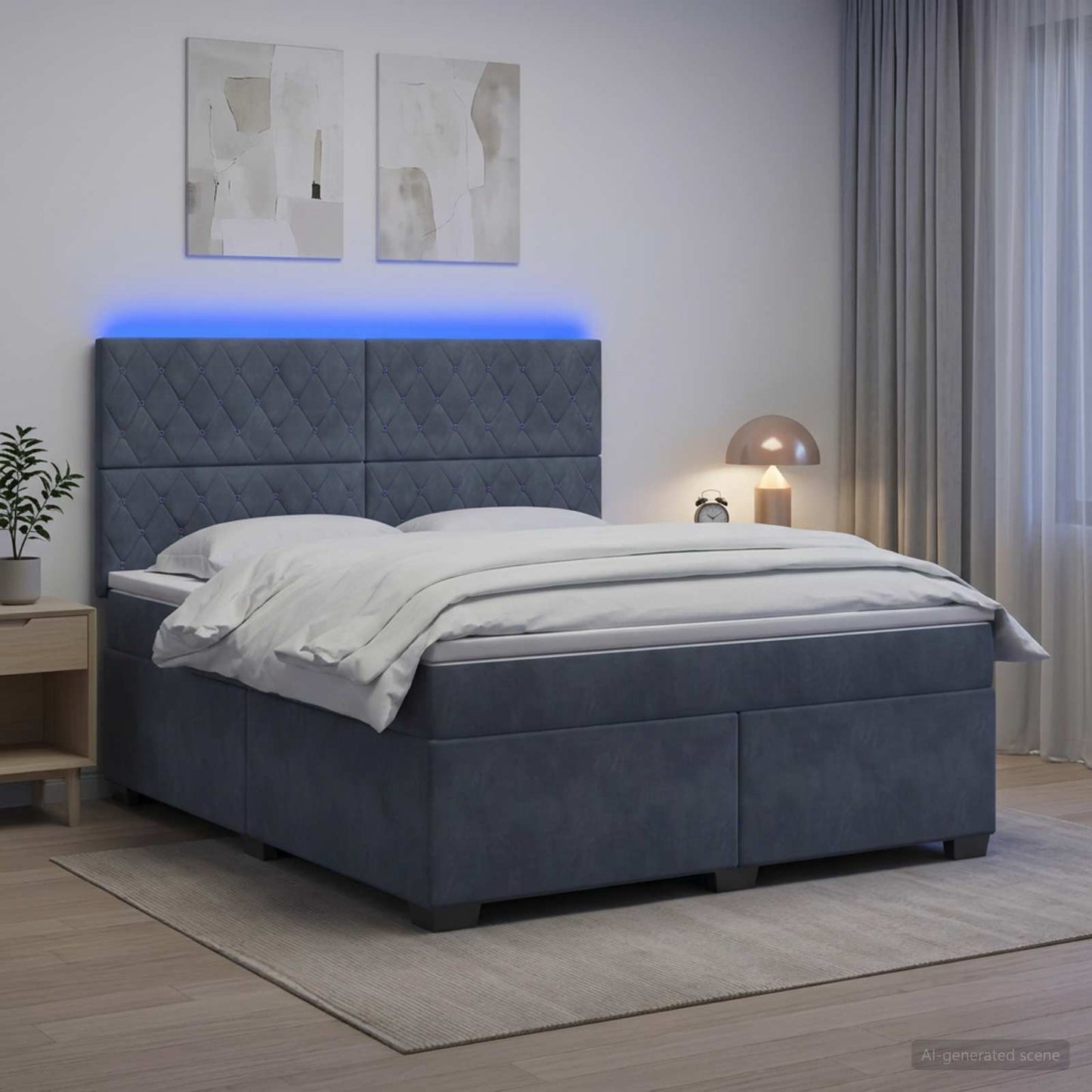 Letto box spring con materasso Grigio Scuro 140 x 200 cm