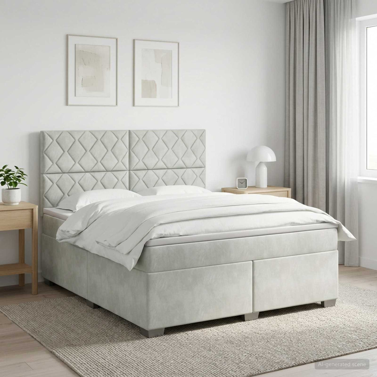 Letto box spring con materasso Grigio Chiaro 180 x 200 cm | homemem39