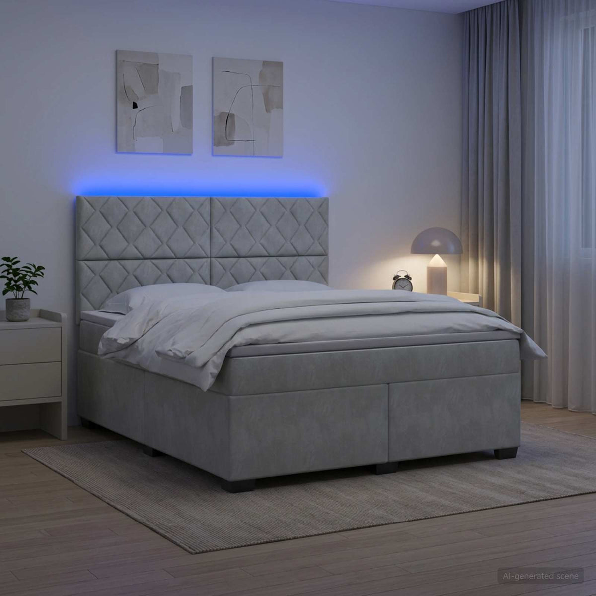 Letto box spring con materasso Grigio Chiaro 180 x 200 cm | homemem39