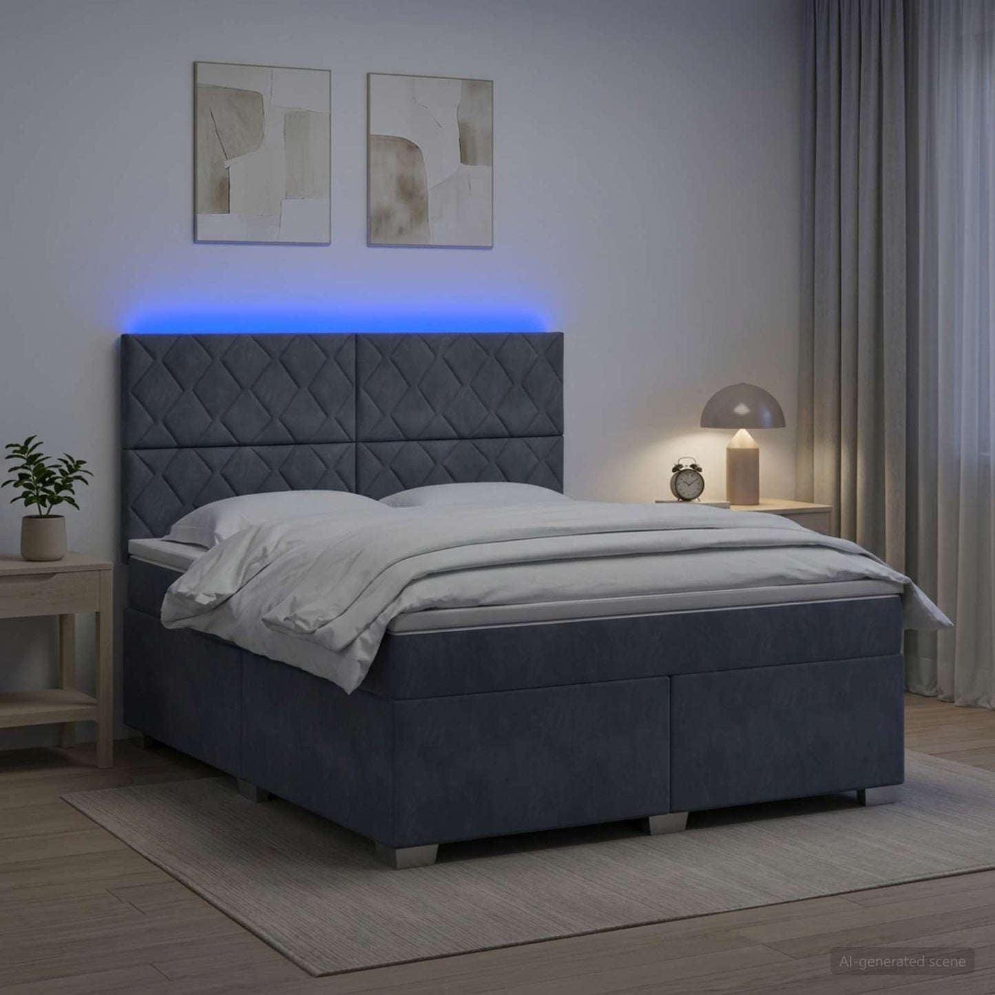 Letto box spring con materasso Grigio Scuro 140 x 190 cm