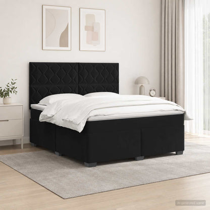 Letto box spring con materasso Nero 180 x 200 cm Velluto